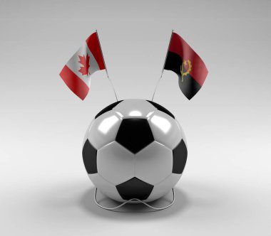 Kanada - Angola Futbol Bayrakları, Beyaz Arkaplan - 3D Render