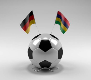 Almanya - Mauritius Futbol Bayrakları, Beyaz Arkaplan - 3D Render