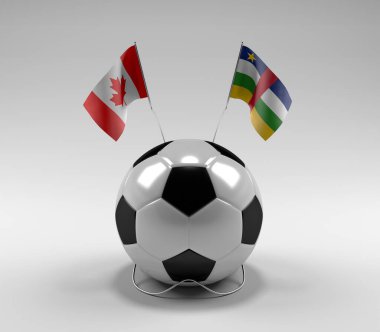 Kanada - Orta Afrika Cumhuriyeti Futbol Bayrakları, Beyaz Arkaplan - 3D Render