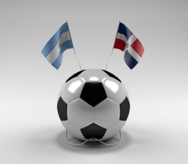 Arjantin - Dominik Cumhuriyeti Futbol Bayrakları, Beyaz Arkaplan - 3D Render