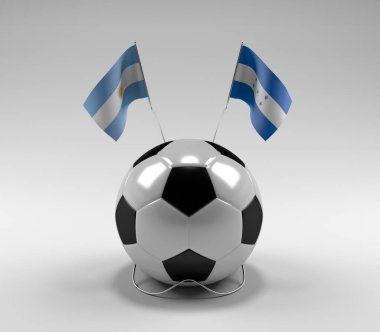 Arjantin - Honduras Futbol Bayrakları, Beyaz Arkaplan - 3D Render