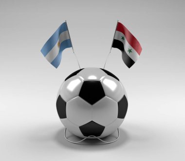 Arjantin - Suriye Futbol Bayrakları, Beyaz Arkaplan - 3D Render