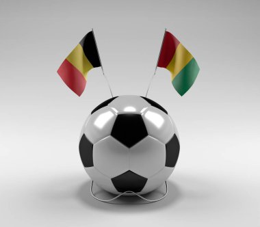Belçika - Gine Futbol Bayrakları, Beyaz Arkaplan - 3D Render