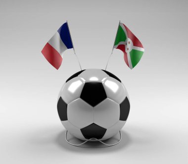 Fransa - Burundi Futbol Bayrakları, Beyaz Arkaplan - 3D Render