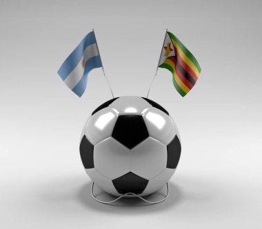 Arjantin - Zimbabve Futbol Bayrakları, Beyaz Arkaplan - 3D Render