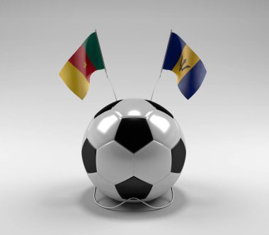Kamerun - Barbados Futbol Bayrakları, Beyaz Arkaplan - 3D Render