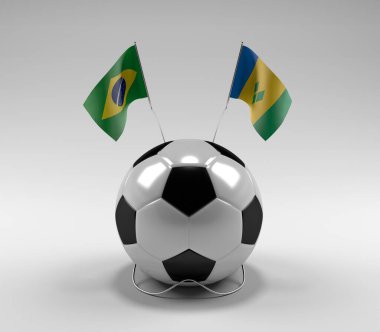 Brezilya - Saint-Vincent-and the-Grenadines Futbol Bayrakları, Beyaz Arkaplan - 3D Render