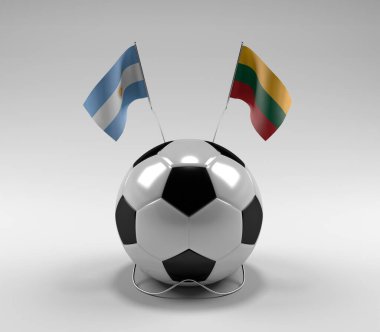 Arjantin - Litvanya Futbol Bayrakları, Beyaz Arkaplan - 3D Render