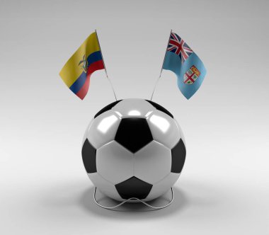 Ekvador - Fiji Futbol Bayrakları, Beyaz Arkaplan - 3D Render