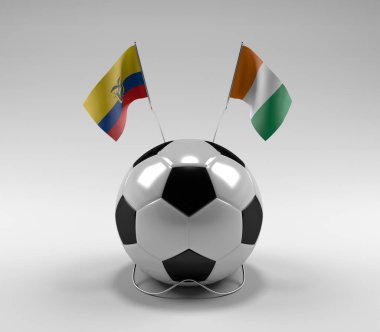 Ekvador - Cote-D-Fildişi Futbol Bayrakları, Beyaz Arkaplan - 3D Render