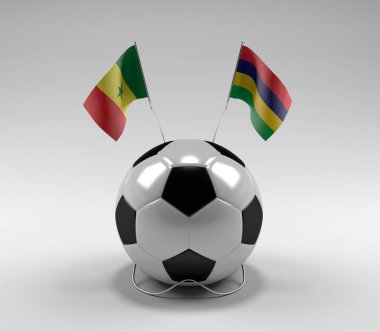 Senegal - Mauritius Futbol Bayrakları, Beyaz Arkaplan - 3D Render