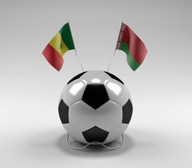 Senegal - Beyaz Futbol Bayrakları, Beyaz Arkaplan - 3D Render