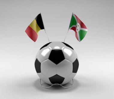 Belçika - Burundi Futbol Bayrakları, Beyaz Arkaplan - 3D Render