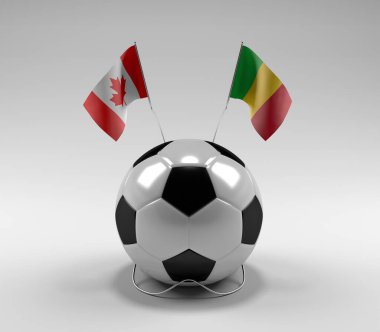Kanada - Mali Futbol Bayrakları, Beyaz Arkaplan - 3D Render