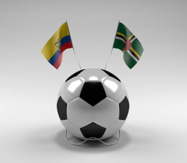 Ekvador - Dominica Futbol Bayrakları, Beyaz Arkaplan - 3D Render