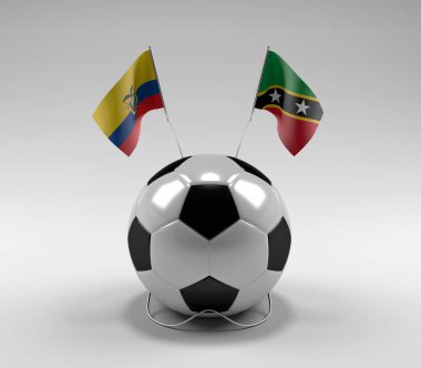 Ekvador - Saint-Kitts-and-Nevis Futbol Bayrakları, Beyaz Arkaplan - 3D Render