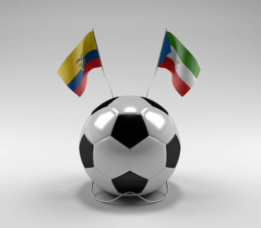Ekvator - Ekvator-Gine Futbol Bayrakları, Beyaz Arkaplan - 3D Render