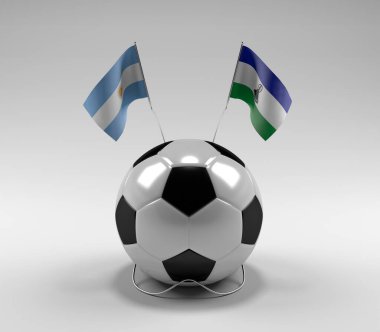 Arjantin - Lesotho Futbol Bayrakları, Beyaz Arkaplan - 3D Render