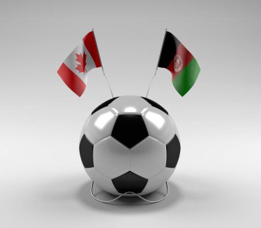 Kanada - Afganistan Futbol Bayrakları, Beyaz Arkaplan - 3D Render