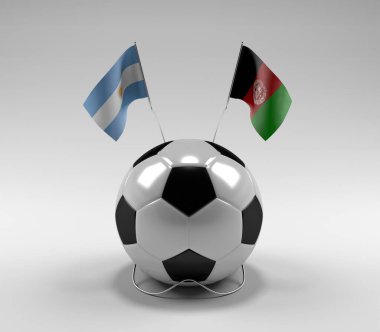 Arjantin - Afganistan Futbol Bayrakları, Beyaz Arkaplan - 3D Render