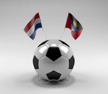 Hollanda - Antigua ve Barbuda Futbol Bayrakları, Beyaz Arkaplan - 3D Render