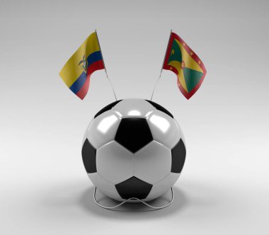 Ekvador - Grenada Futbol Bayrakları, Beyaz Arkaplan - 3D Render