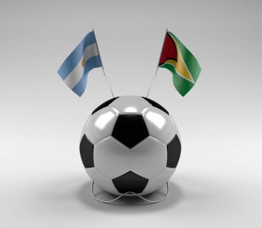 Arjantin - Guyana Futbol Bayrakları, Beyaz Arkaplan - 3D Render