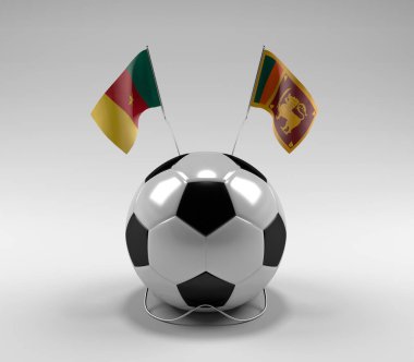 Kamerun - Sri-Lanka Futbol Bayrakları, Beyaz Arkaplan - 3D Render