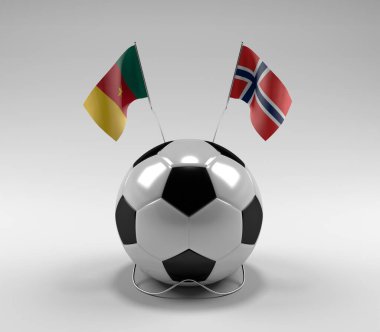 Kamerun - Norveç Futbol Bayrakları, Beyaz Arkaplan - 3D Render