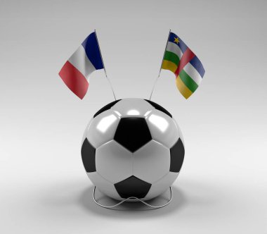 Fransa - Orta Afrika Cumhuriyeti Futbol Bayrakları, Beyaz Arkaplan - 3D Render