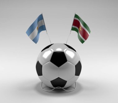 Arjantin - Surinam Futbol Bayrakları, Beyaz Arkaplan - 3D Render
