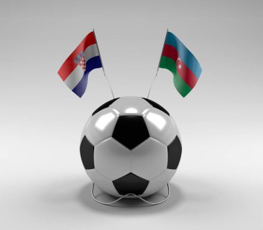 Hırvatistan - Azerbaycan Futbol Bayrakları, Beyaz Arkaplan - 3D Render