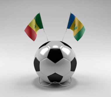 Senegal - Saint-Vincent-and the-Grenadines Futbol Bayrakları, Beyaz Arkaplan - 3D Render