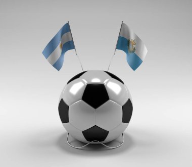 Arjantin - San-Marino Futbol Bayrakları, Beyaz Arkaplan - 3D Render