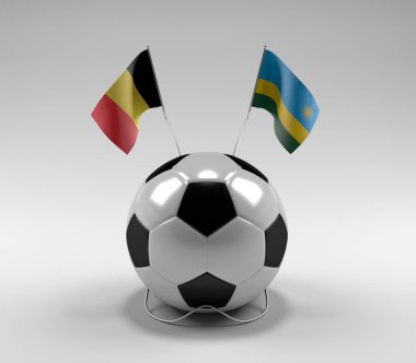 Belçika - Ruanda Futbol Bayrakları, Beyaz Arkaplan - 3D Render