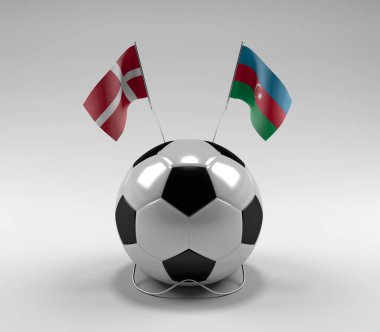Danimarka - Azerbaycan Futbol Bayrakları, Beyaz Arkaplan - 3D Render