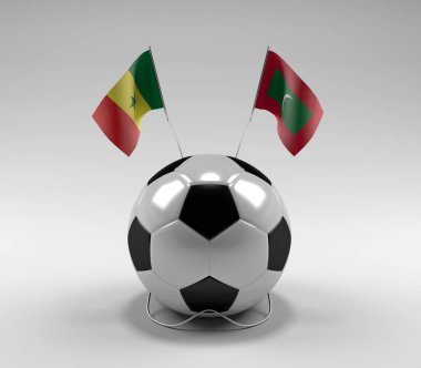 Senegal - Maldivler Futbol Bayrakları, Beyaz Arkaplan - 3D Render