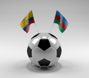 Ekvador - Azerbaycan Futbol Bayrakları, Beyaz Arkaplan - 3D Render