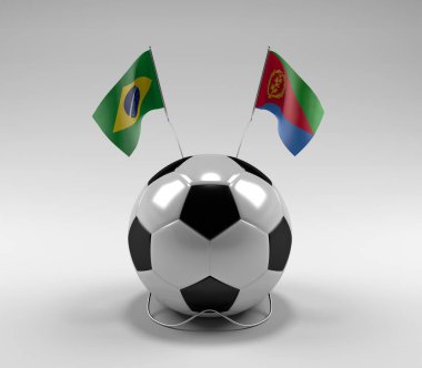 Brezilya - Eritre Futbol Bayrakları, Beyaz Arkaplan - 3D Render