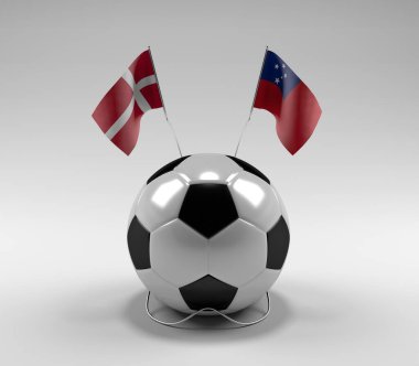 Danimarka - Samoa Futbol Bayrakları, Beyaz Arkaplan - 3D Render