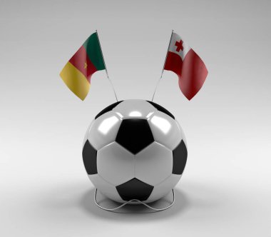 Kamera - Tonga Futbol Bayrakları, Beyaz Arkaplan - 3D Render