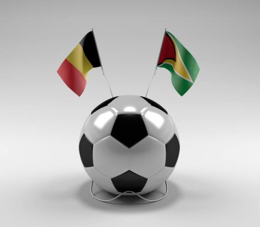 Belçika - Guyana Futbol Bayrakları, Beyaz Arkaplan - 3D Render