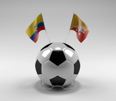 Ekvador - Butan Futbol Bayrakları, Beyaz Arkaplan - 3D Render