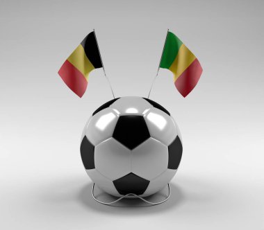Belçika - Mali Futbol Bayrakları, Beyaz Arkaplan - 3D Render