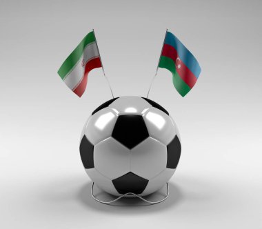 İran - Azerbaycan Futbol Bayrakları, Beyaz Arkaplan - 3D Render