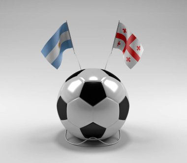 Arjantin - Gürcistan Futbol Bayrakları, Beyaz Arkaplan - 3D Render