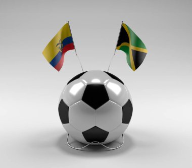 Ekvador - Jamaika Futbol Bayrakları, Beyaz Arkaplan - 3D Render