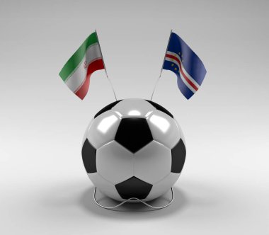 İran - Cape-Verde Futbol Bayrakları, Beyaz Arkaplan - 3D Render