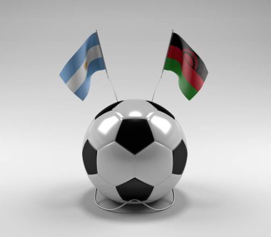 Arjantin - Malawi Futbol Bayrakları, Beyaz Arkaplan - 3D Render