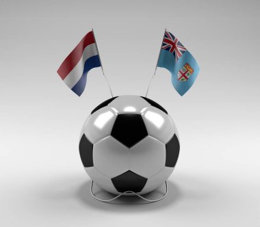 Hollanda - Fiji Futbol Bayrakları, Beyaz Arkaplan - 3D Render